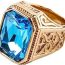 Anillos De Oro Para Hombre Con Piedra Azul